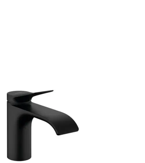 Schwarzes Standventil mit Hebelgriff für Kaltwasser oder vorgemischtes Wasser, entwickelt von Hansgrohe, ohne Ablaufgarnitur.